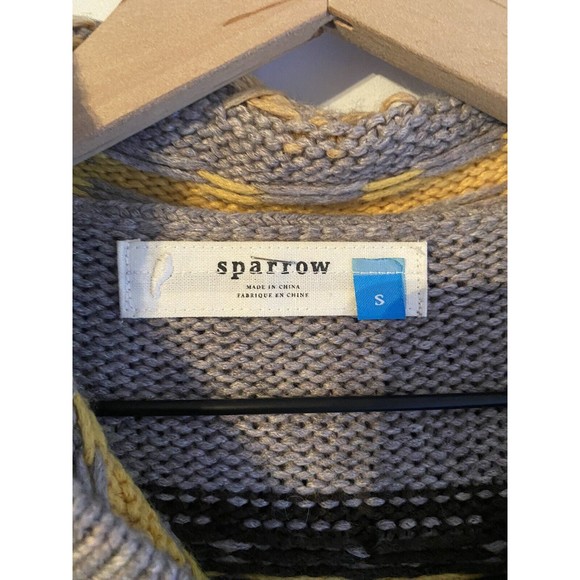 Sparrow Anthropologie Hooded Tassels Full Zip Fair isle Cardigan Size S - Picture 3 of 3
